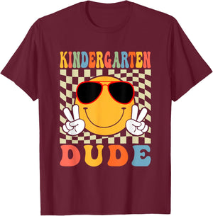 1st Day First Day of Kindergarten Dude Back To School Boys T-Shirt - T-Shirt | Maroon