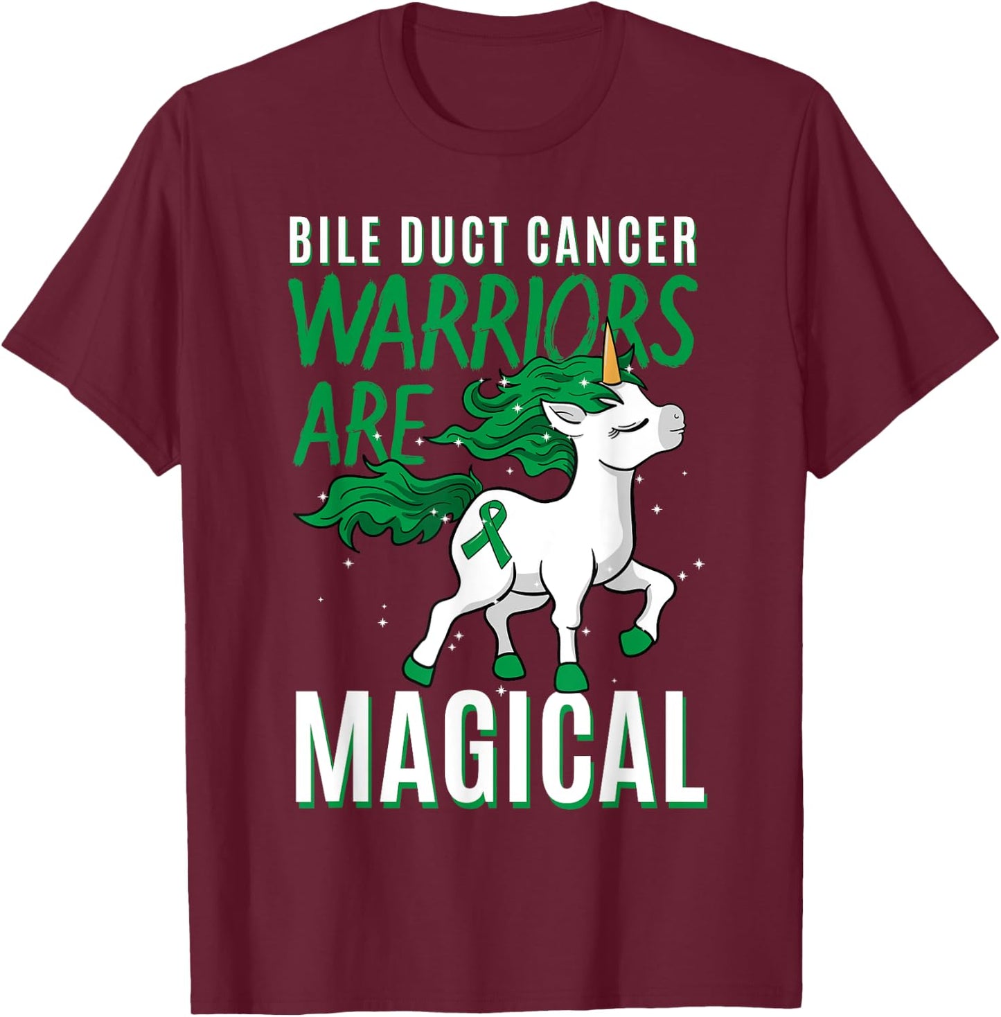 Bile Duct Cancer Awareness Cholangiocarcinoma Unicorn Lover T-Shirt - T-Shirt | Maroon