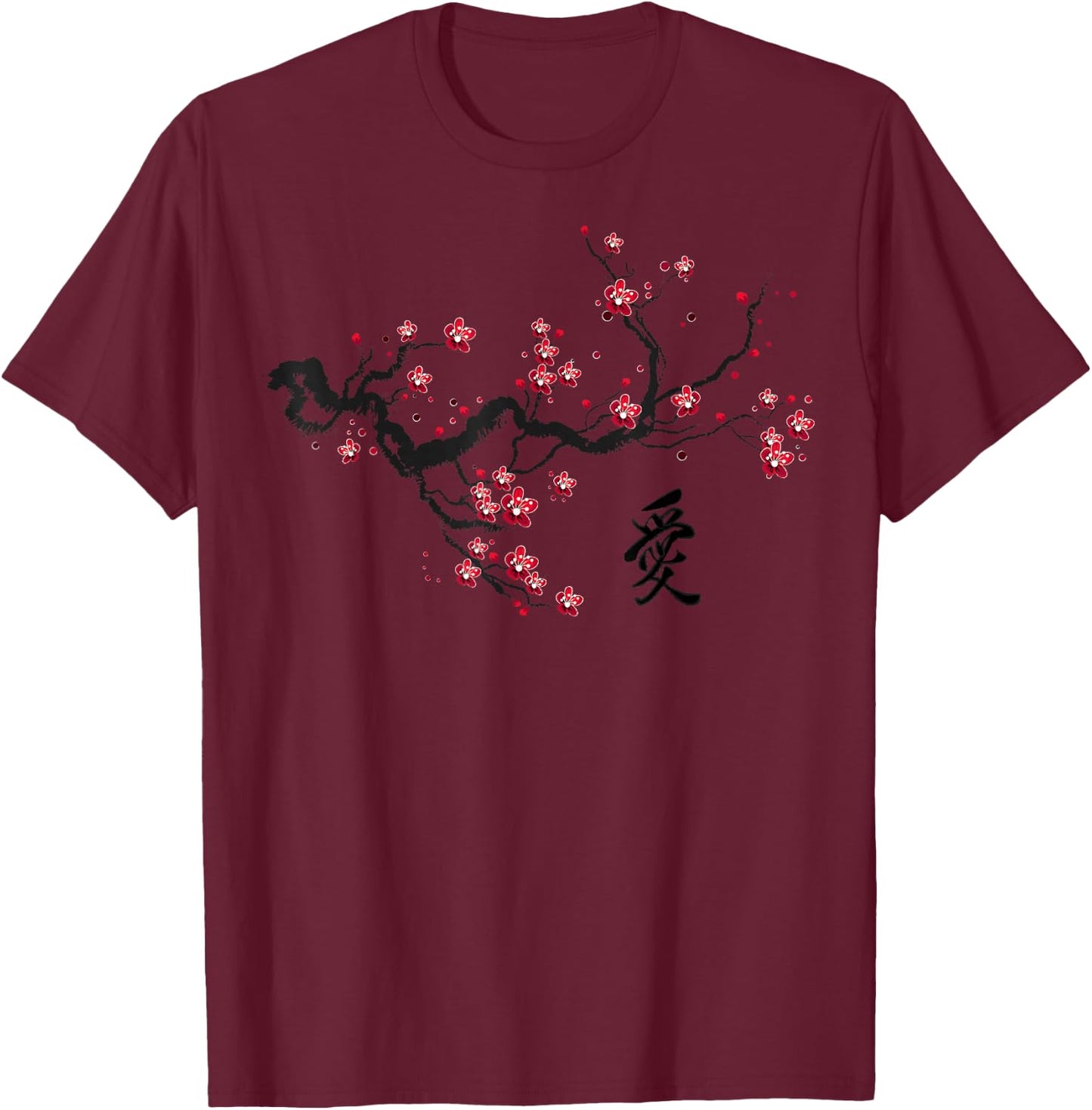 Vintage Cherry Blossom Japanese Culture Graphical Art Gift T-Shirt - T-Shirt | Maroon
