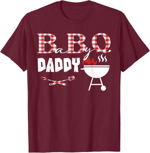 Baby BBQ Daddy Shower Birthday Party Family Matching T-Shirt - T-Shirt | Maroon