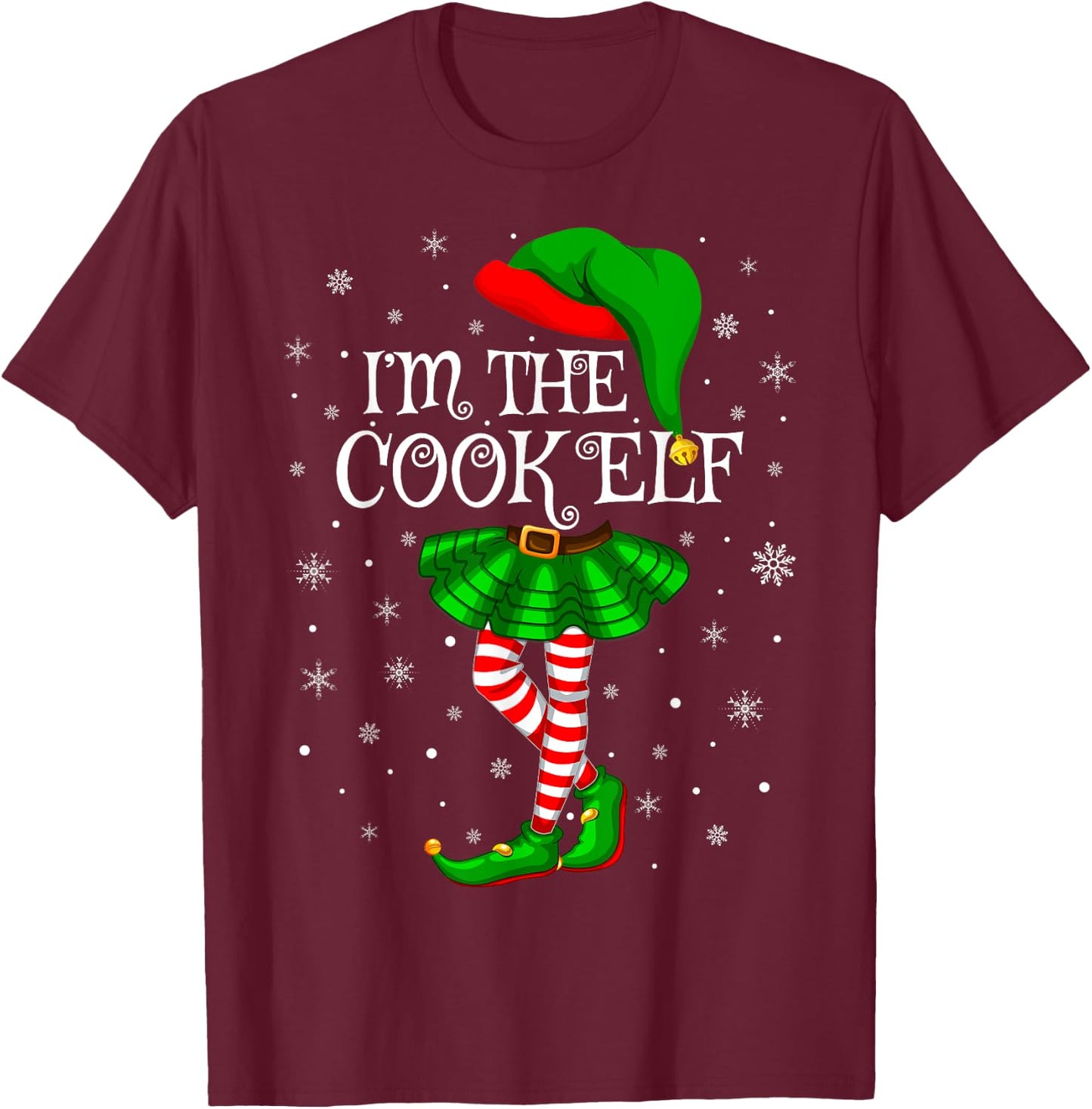 Cook Elf Christmas Matching Family Women Girls Elf T-Shirt - T-Shirt | Maroon