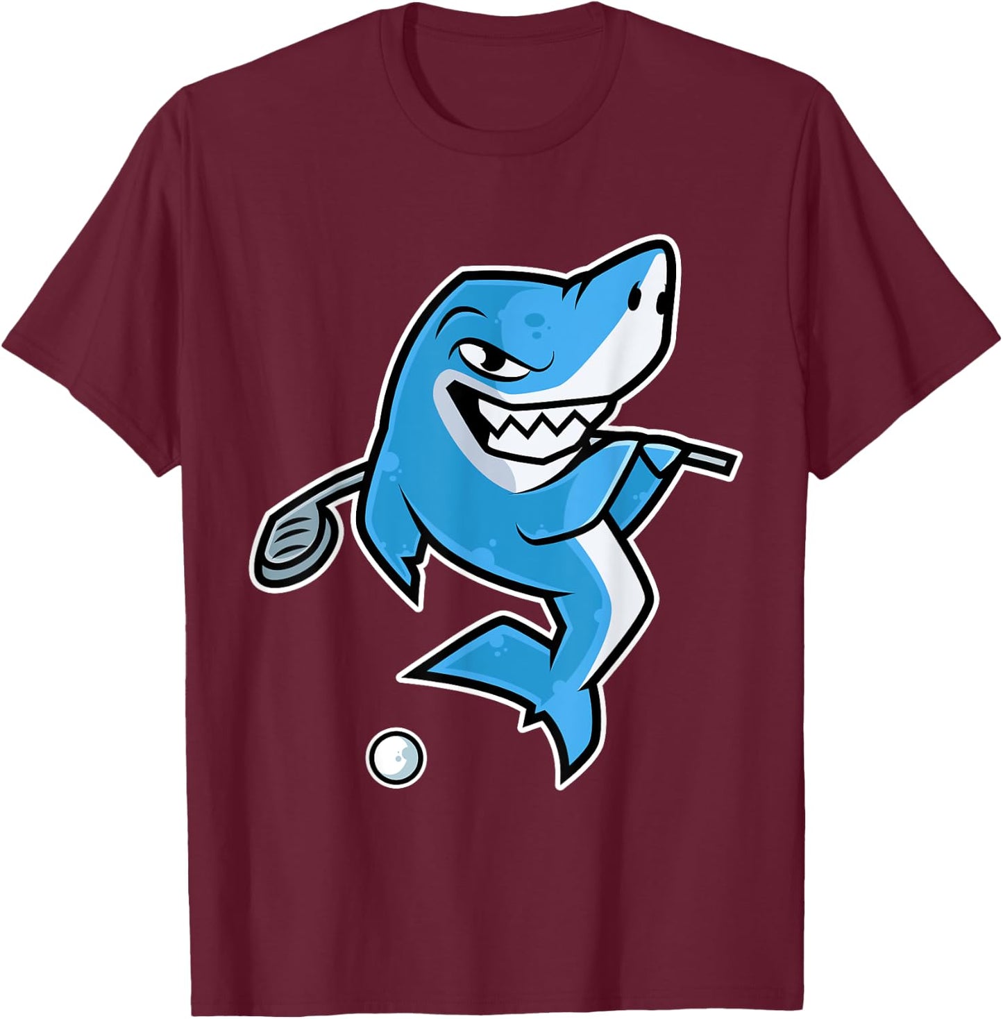 Shark Golf Player Golfer Golfing Funny Kids Boys T-Shirt - T-Shirt | Maroon