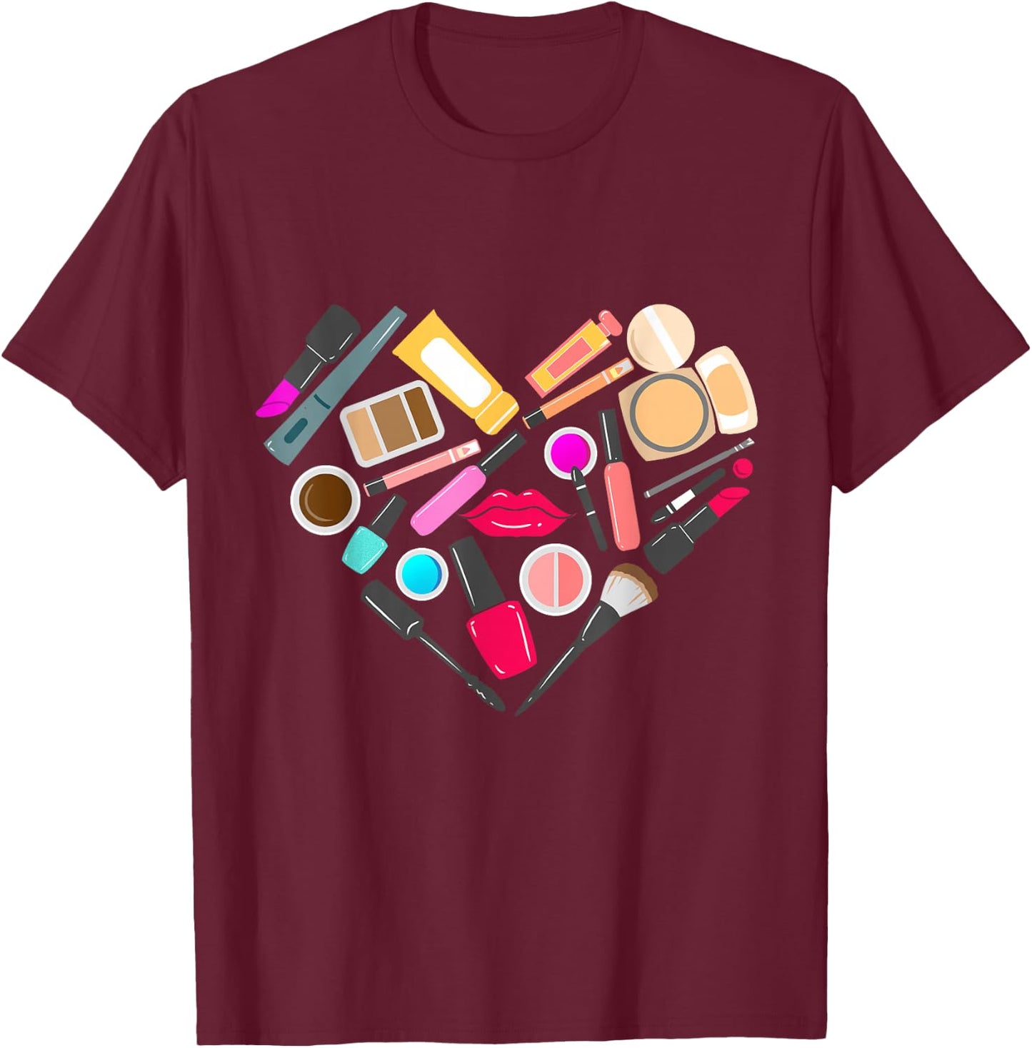 Makeup Artist Heart Beautician T-Shirt - T-Shirt | Maroon