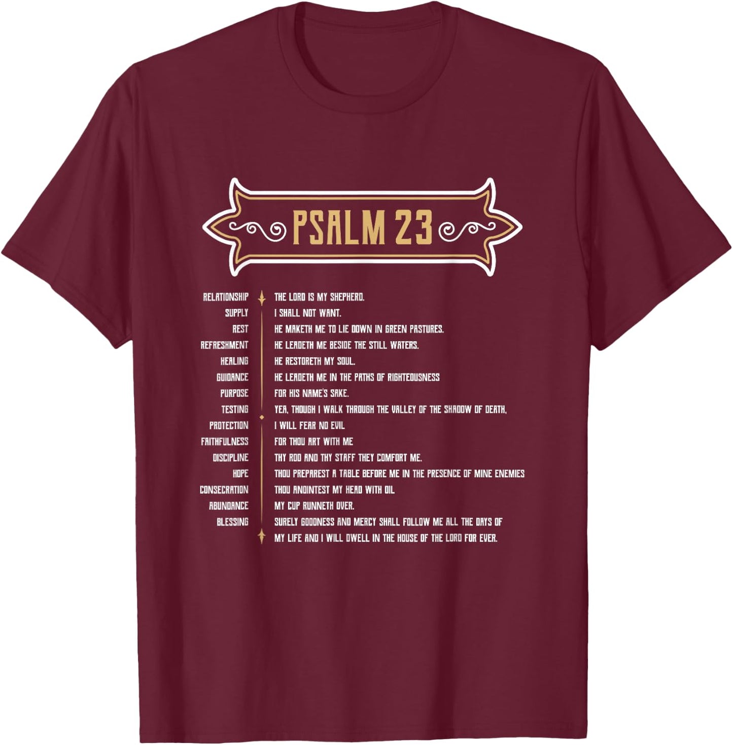 Psalm 23 LORD is my Shepherd T-Shirt - T-Shirt | Maroon