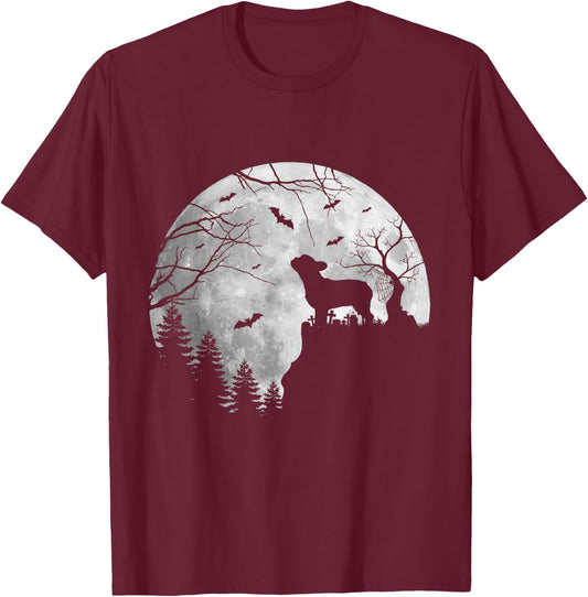 Frenchie Dog Moon Howl In Forest Halloween Dog Frenchie Women Kids T-Shirt - T-Shirt | Maroon