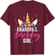 Grandpa Of The Birthday Girl Grandpa Gift Unicorn Birthday T-Shirt - T-Shirt | Maroon