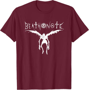 Death Note Ryuk Silhouette with Logo Anime T-Shirt - T-Shirt | Maroon