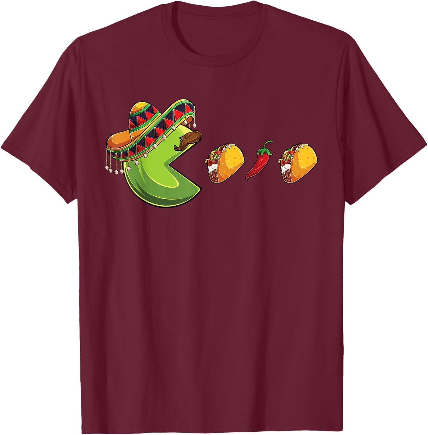 Funny eating Tacos Cinco de Mayo Boys Kids woman Men Mexican T-Shirt - T-Shirt | Maroon