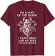 Retro Viking Runes＆Norse Mythology Clothing Co., I'm A Man Of The Norse, I Fear Odin And My Wife - Viking Men , Black, Small T-Shirt - T-Shirt | Maroon