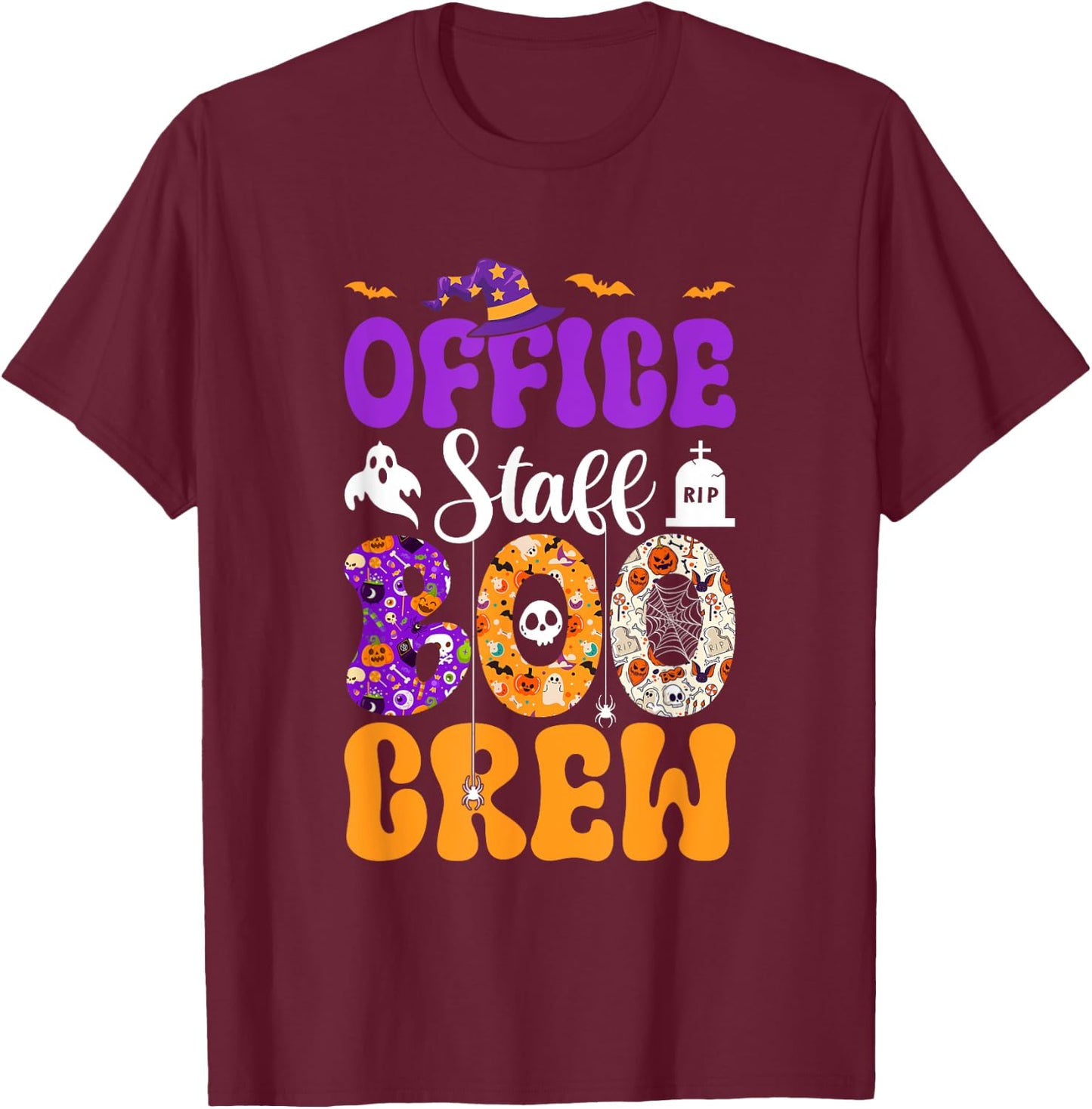 Office Staff Boo Crew Matching Autumn Halloween Costume T-Shirt - T-Shirt | Maroon