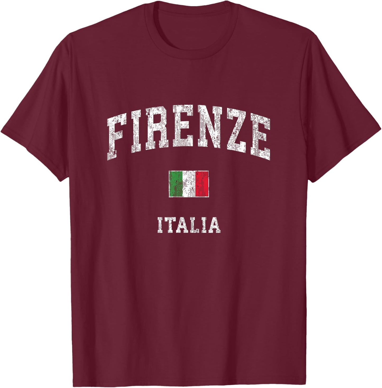 Firenze Italia Italy Vintage Athletic Sports Design T-Shirt - T-Shirt | Maroon