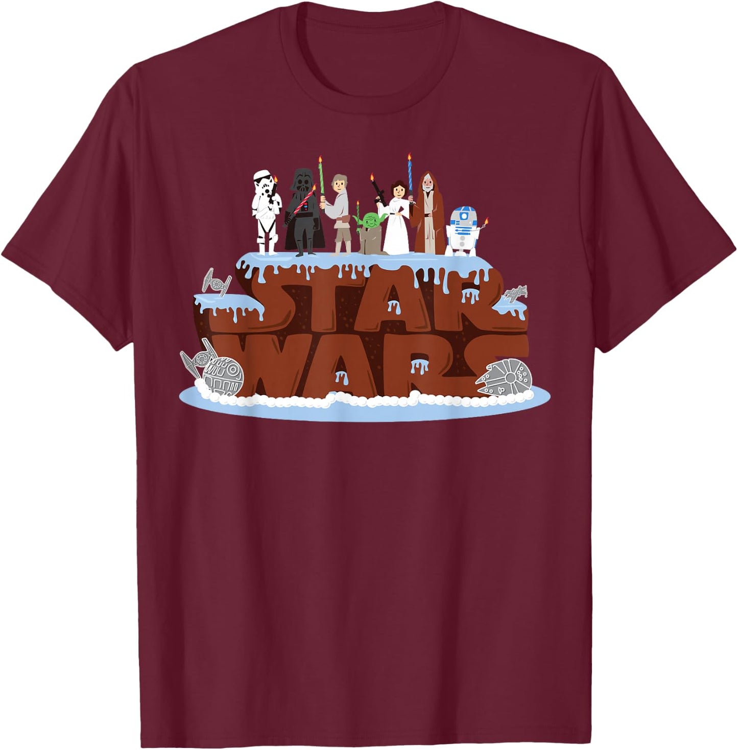 Star Wars Character Birthday Cake T-Shirt - T-Shirt | Maroon