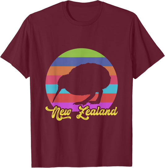 Cute Bird Lover colorful NZ Kiwi New Zealand T-Shirt - T-Shirt | Maroon