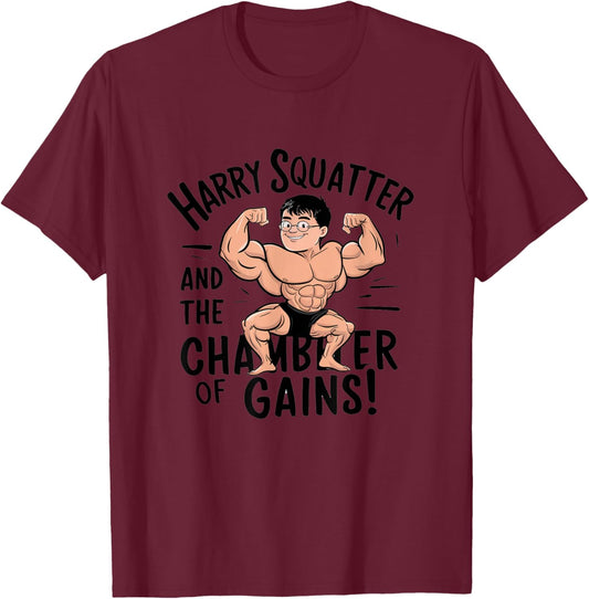Funny Leg Day Harry Squatter Workout Gym T-Shirt - T-Shirt | Maroon