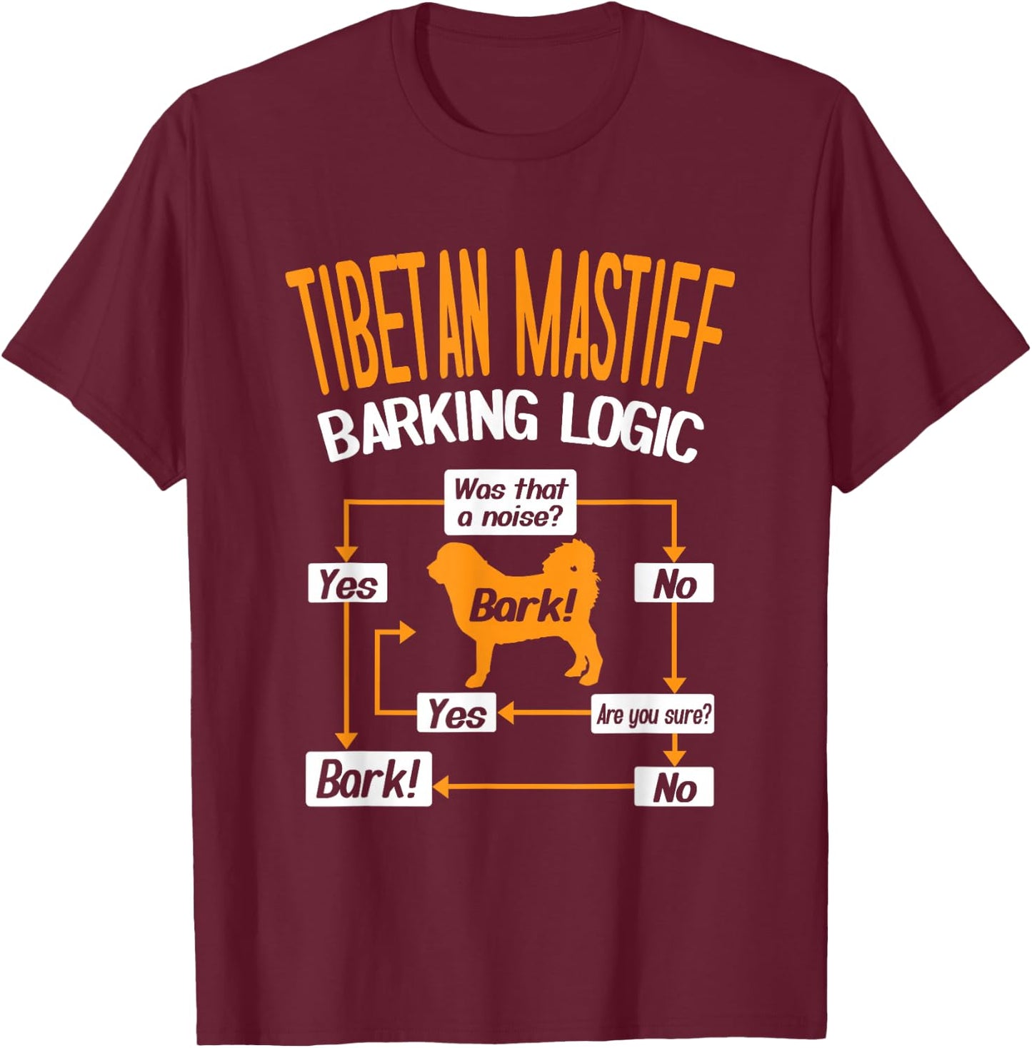 Tibetan Mastiff Barking Logic Dog Lover T-Shirt - T-Shirt | Maroon