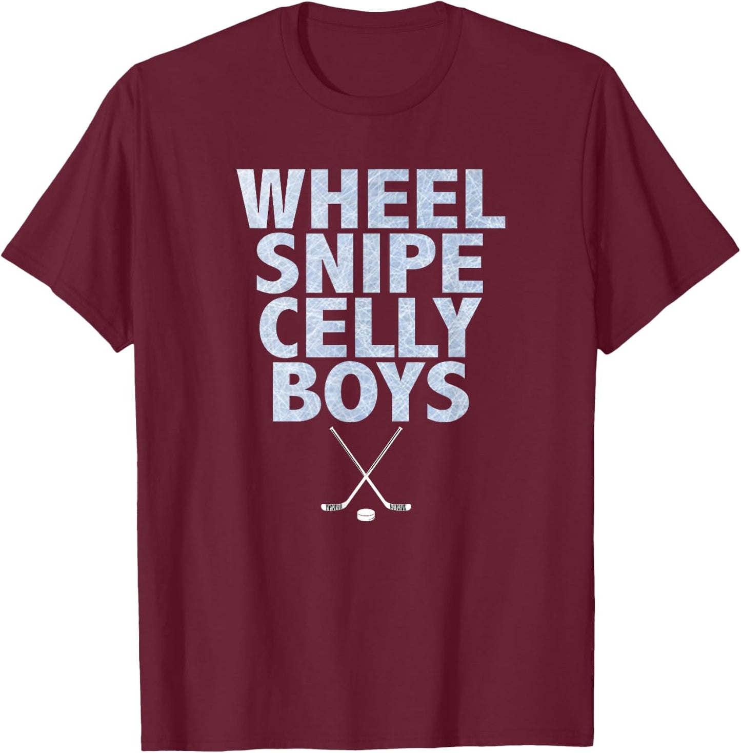 Wheel Snipe Celly Boys Hockey T-Shirt - T-Shirt | Maroon