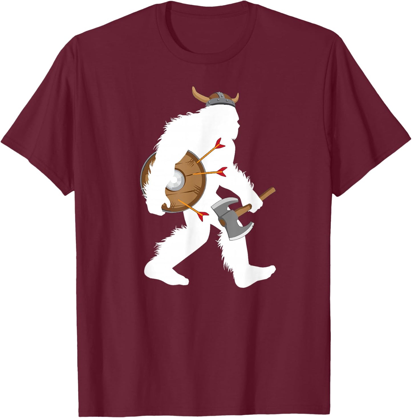 Bigfoot Viking Cryptid Norse Myth Sasquatch T-Shirt - T-Shirt | Maroon