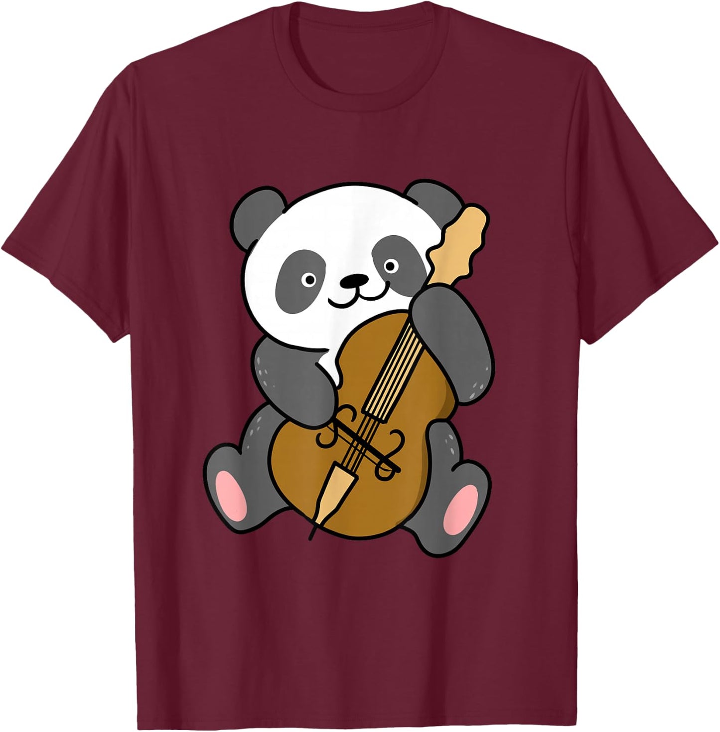 Panda Playing Cello T-Shirt - T-Shirt | Maroon
