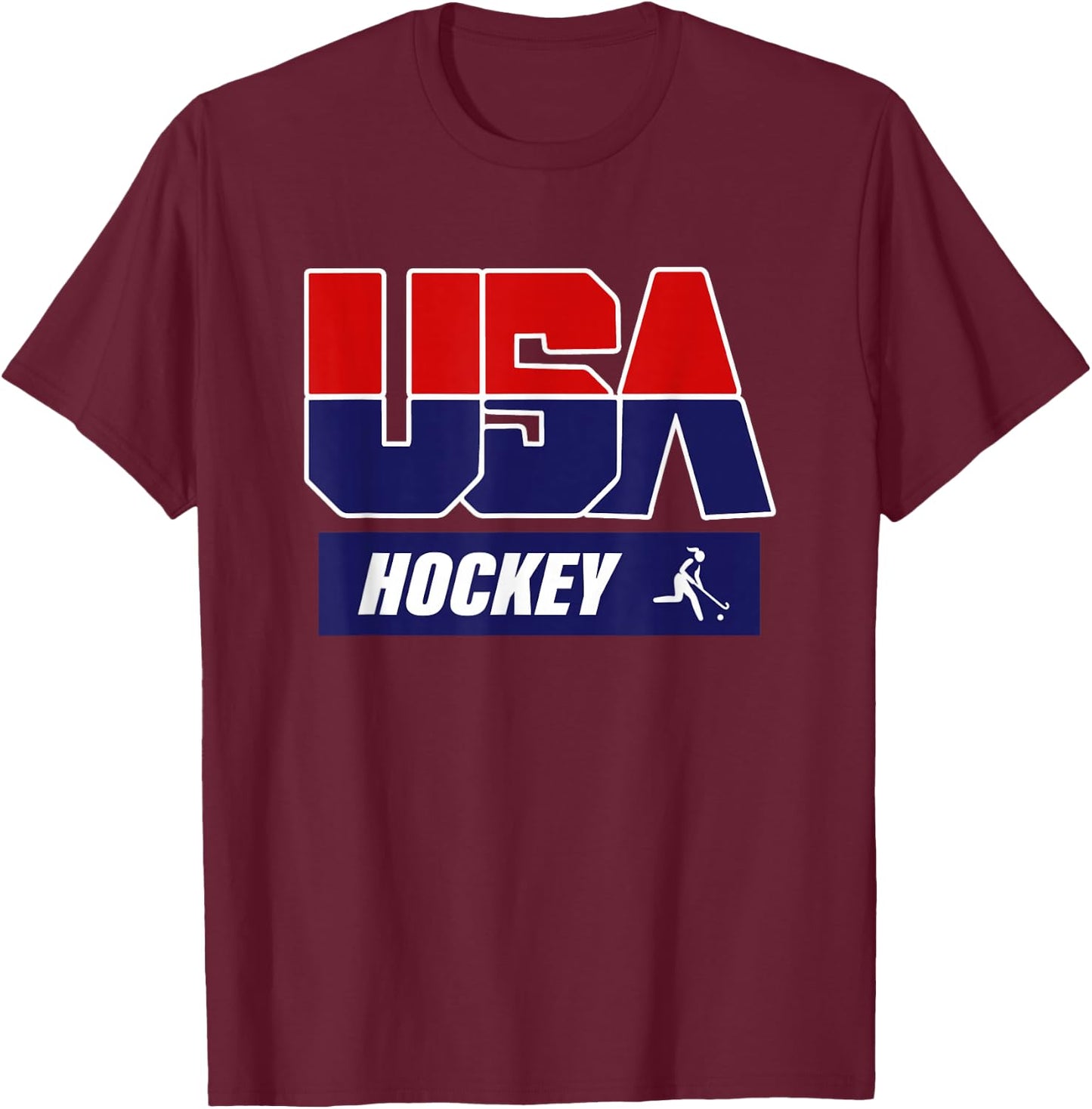 USA Team Sports Men's Hockey , Black, Small T-Shirt - T-Shirt | Maroon