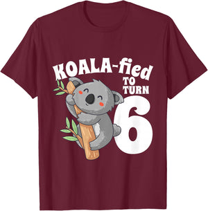 6 Year Old Koala Birthday Koalafied Girl Cute 6th Girls Gift T-Shirt - T-Shirt | Maroon