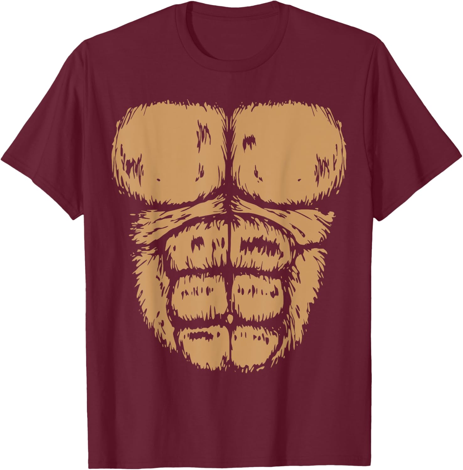 Gorilla Monkey Belly Chest Costume DIY Halloween T-Shirt - T-Shirt | Maroon