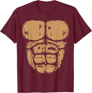 Gorilla Monkey Belly Chest Costume DIY Halloween T-Shirt - T-Shirt | Maroon