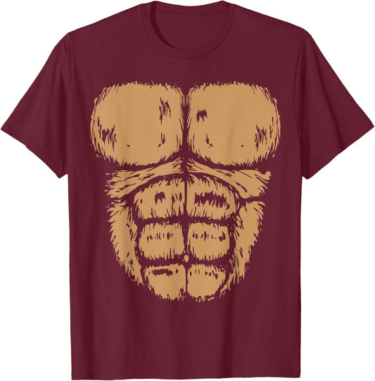 Gorilla Monkey Belly Chest Costume DIY Halloween T-Shirt - T-Shirt | Maroon