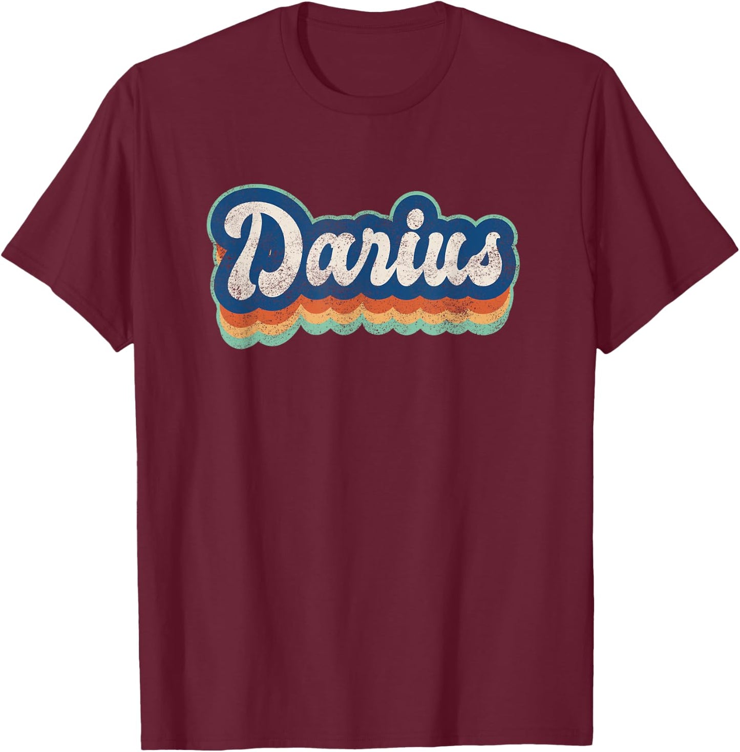 Darius First Name Boy Vintage Style 70s 80s Personalized T-Shirt - T-Shirt | Maroon