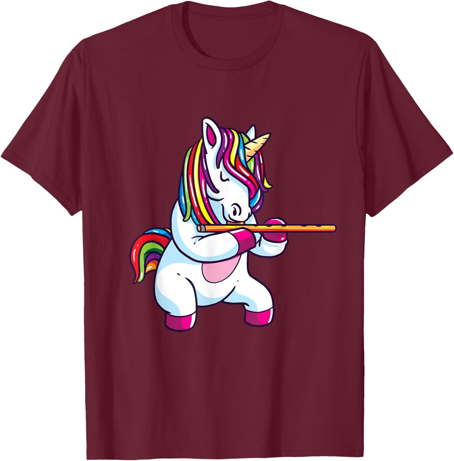 Flute Gift Shirt Marching Chapel Flute Unicorn T-Shirt - T-Shirt | Maroon