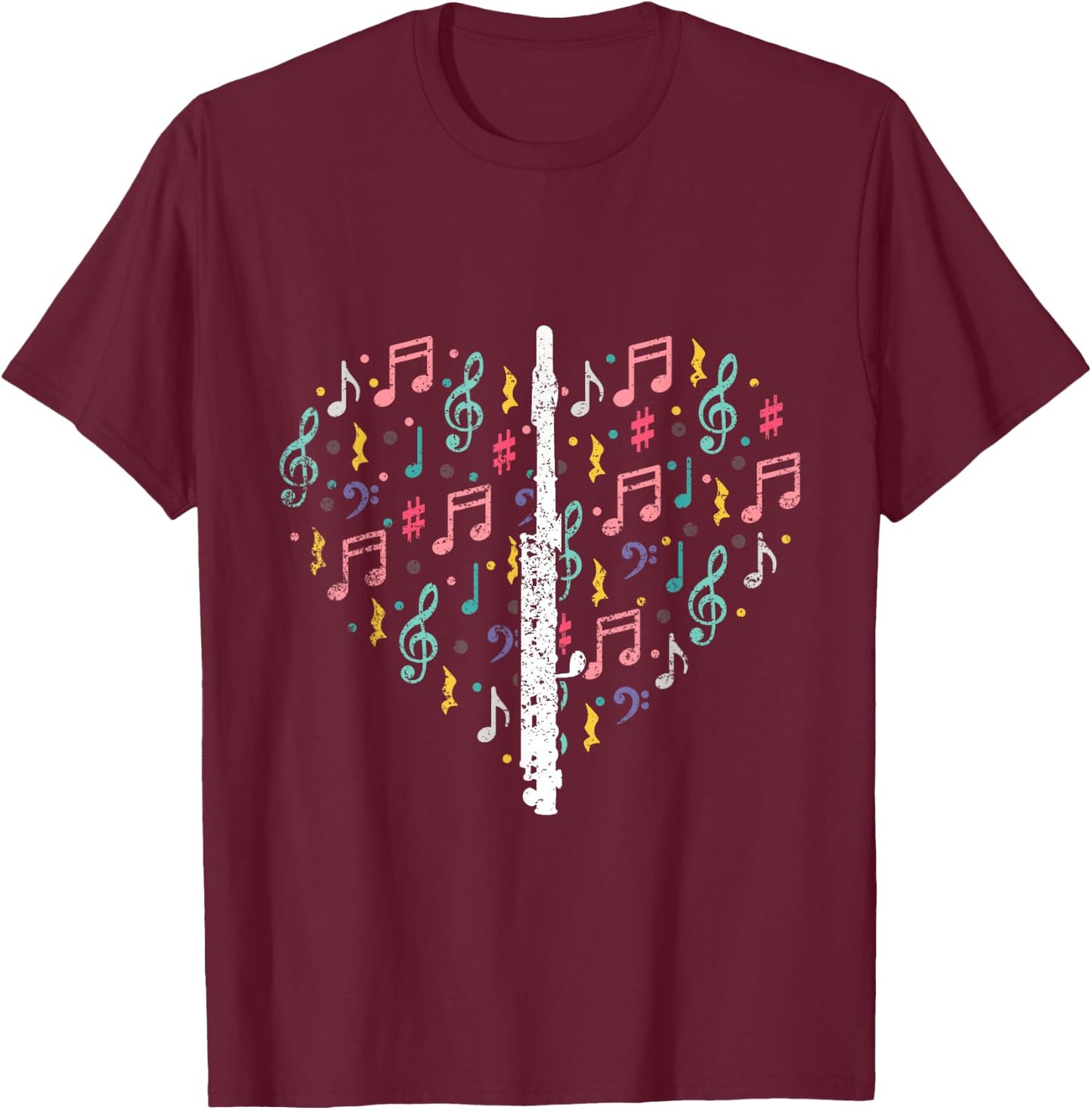 Musical Instruments Music Notes Lover Flute T-Shirt - T-Shirt | Maroon