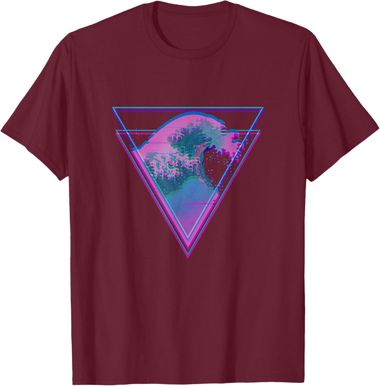 Kanagawa Great Wave Japan Aesthetic Vaporwave E-Girls Glitch T-Shirt - T-Shirt | Maroon