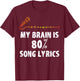 Microphone My Brain is 80% Song Lyrics T-Shirt - T-Shirt | Maroon