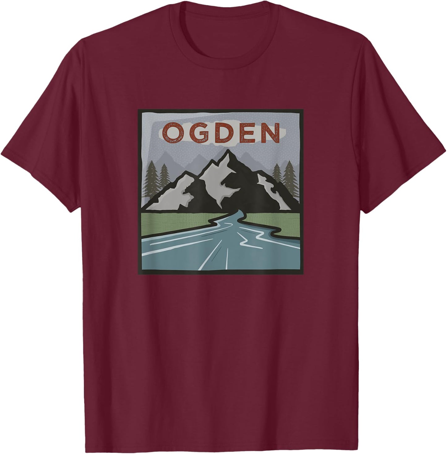 Vintage Ogden, Utah Illustration / Retro Ogden, Utah T-Shirt - T-Shirt | Maroon