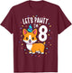 8 Years Old Corgi Dog Lover 8th Birthday Party Outfit Kid T-Shirt - T-Shirt | Maroon