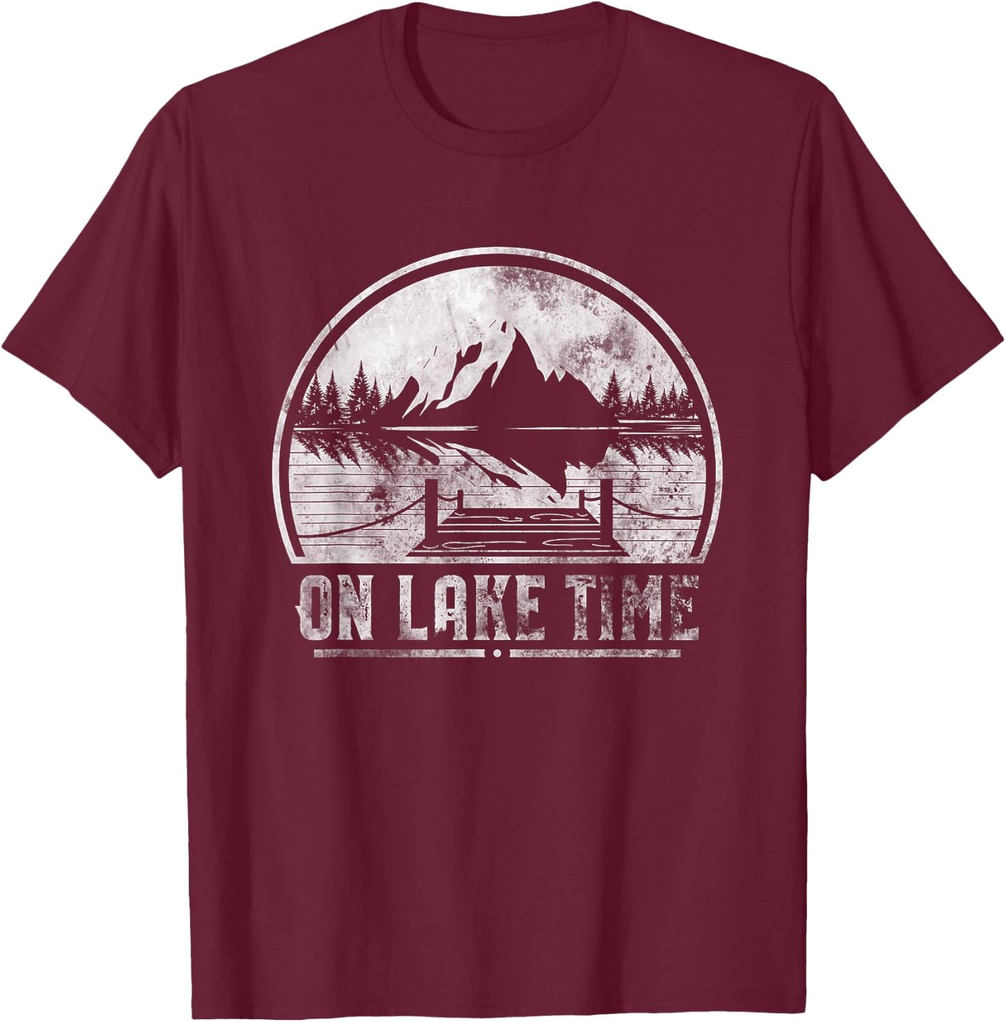 On Lake Time Summer Boating And Fishing T-Shirt - T-Shirt | Maroon
