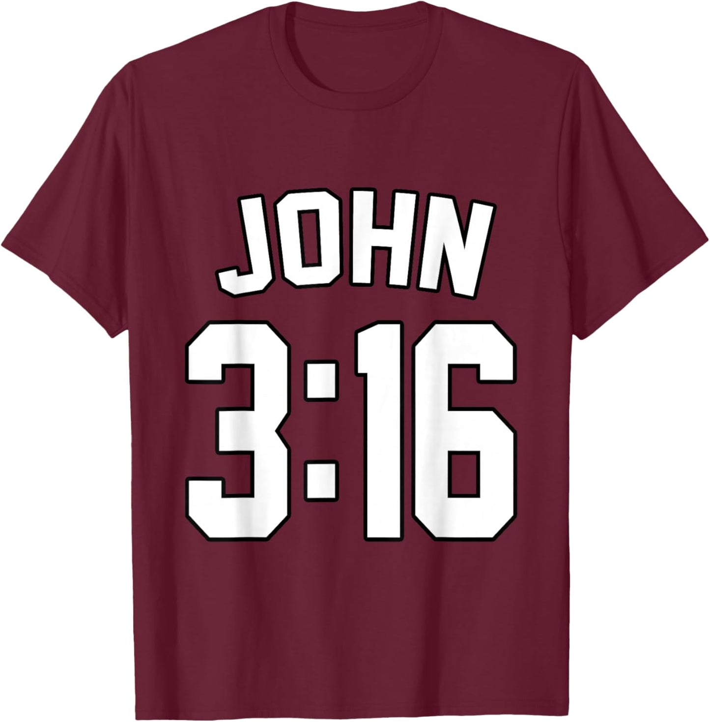 John 3:16 Sports Jersey Christian Faith Motivation Apparel T-Shirt - T-Shirt | Maroon
