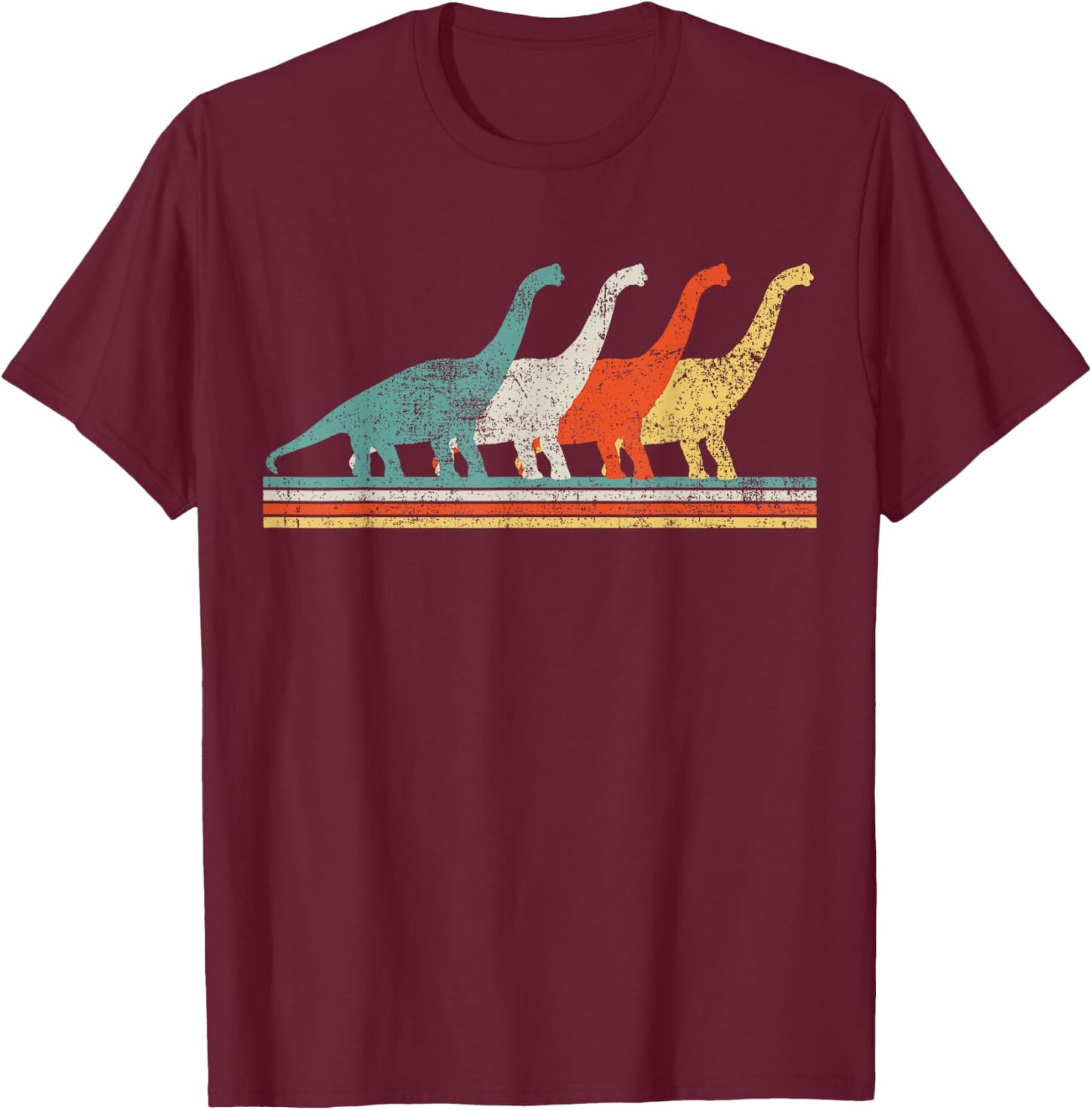 Brachiosaurus Dinosaur Retro Gift T-Shirt - T-Shirt | Maroon