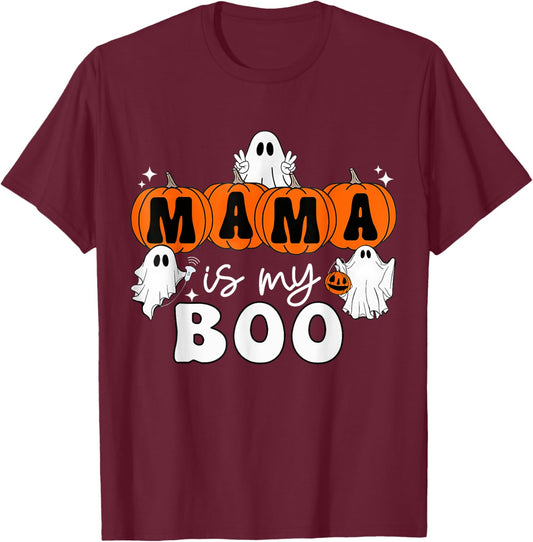 Retro Groovy Mama Is My Boo Cute Toddler Halloween Boys Girl T-Shirt - T-Shirt | Maroon