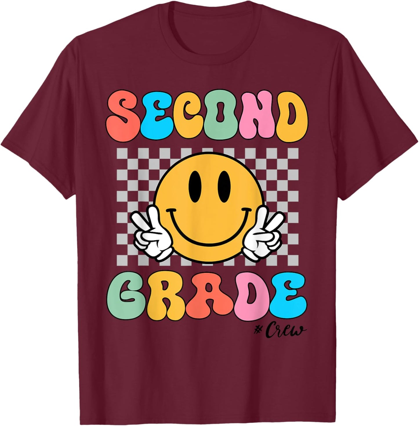 Back To School Second Grade Crew Cute Teacher Kids Teen Boy T-Shirt - T-Shirt | Maroon