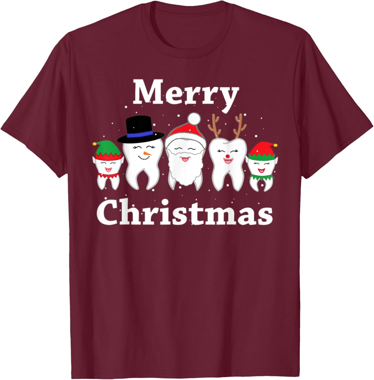 Funny Dental Ugly Christmas Sweaters T-Shirt - T-Shirt | Maroon