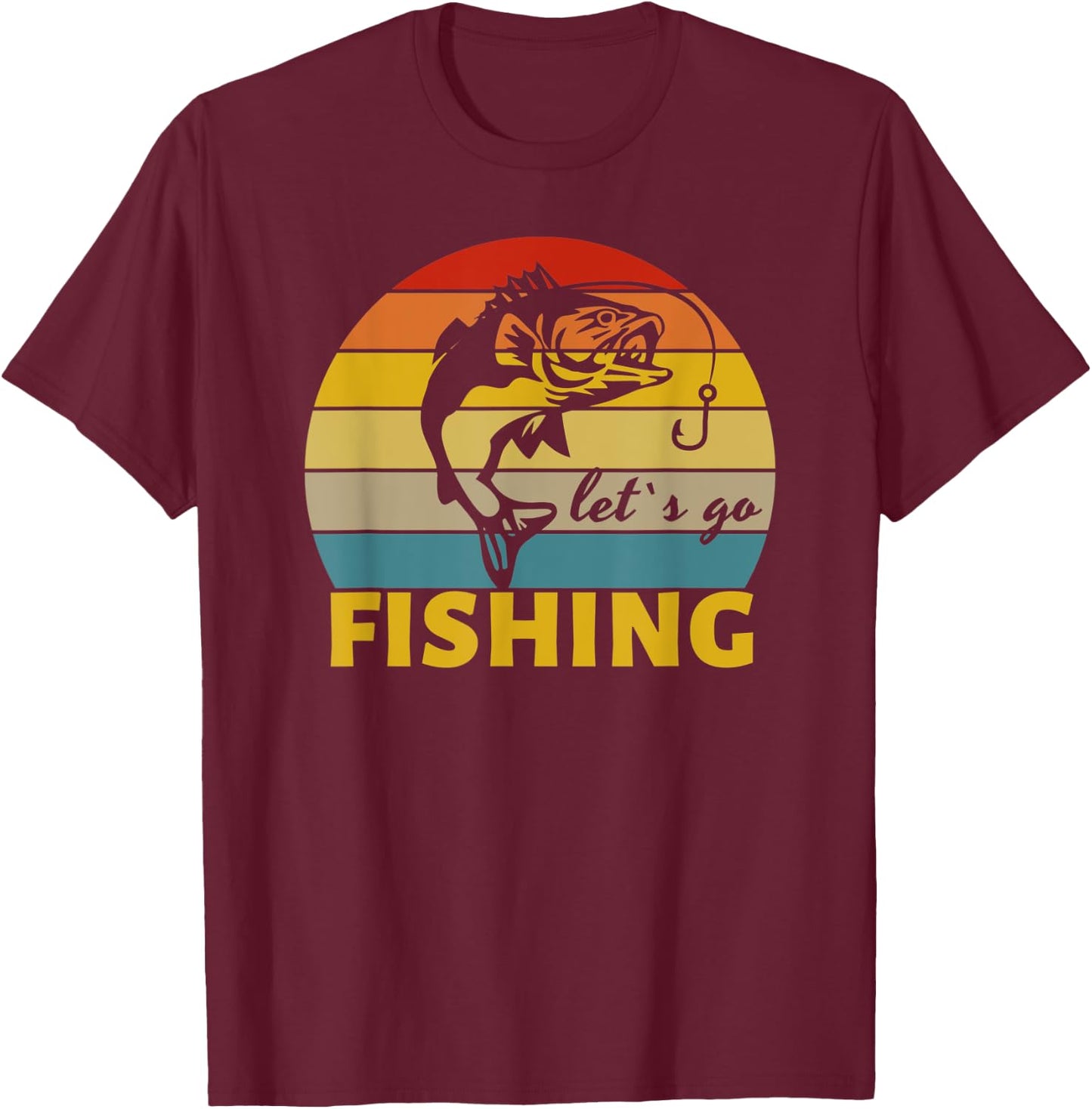 Fishing Distressed Shirt Let`s Go Fishing - Fishing T-Shirt - T-Shirt | Maroon