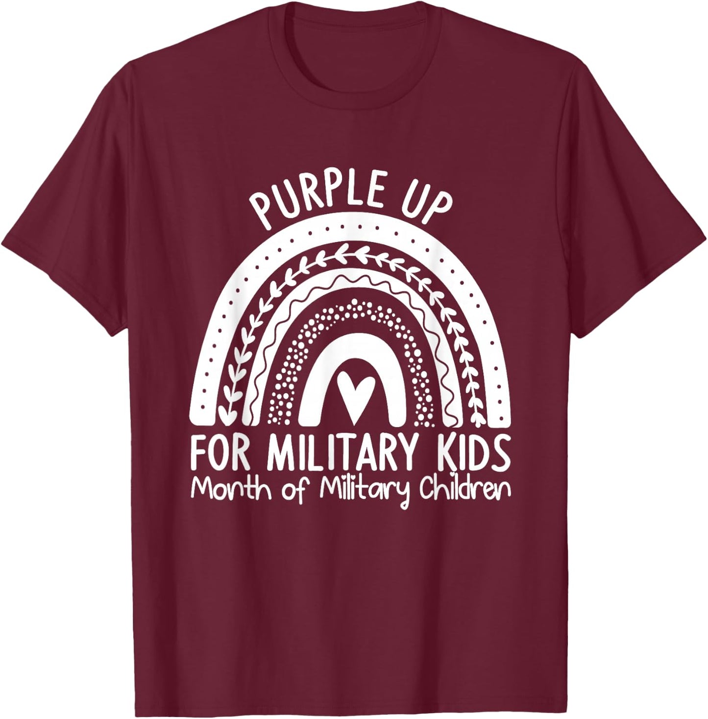 Purple Up for Military Kids Month Military Child Rainbow T-Shirt - T-Shirt | Maroon