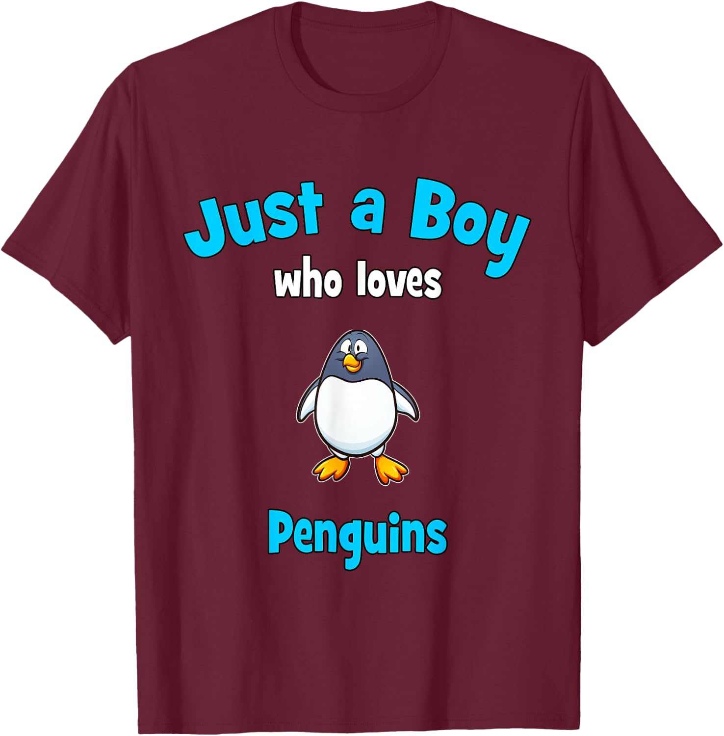 Penguin Shirt for Boys | Children's Penguin T-Shirt - T-Shirt | Maroon