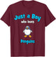 Penguin Shirt for Boys | Children's Penguin T-Shirt - T-Shirt | Maroon