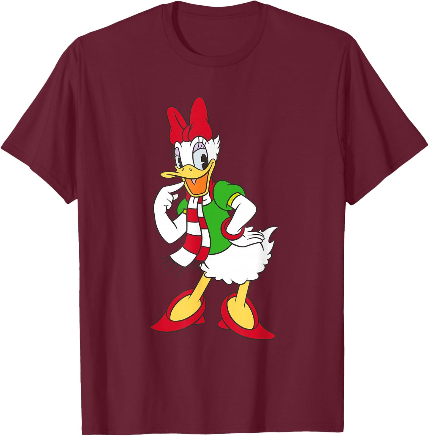 Disney Daisy Duck Red and Green Holiday T-Shirt - T-Shirt | Maroon