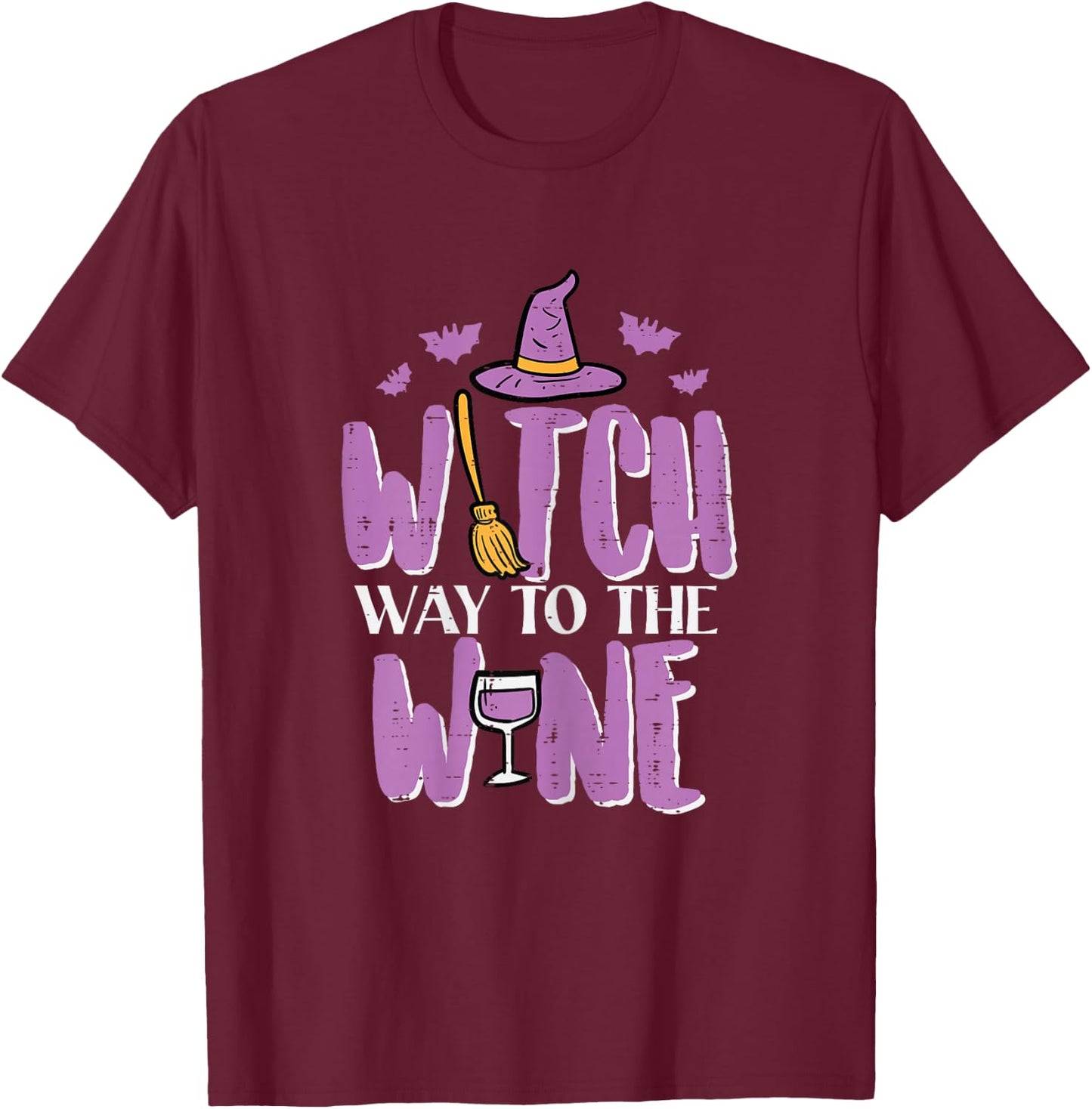 Halloween Witch Way To Funny Pun Costume Party Mom Women T-Shirt - T-Shirt | Maroon
