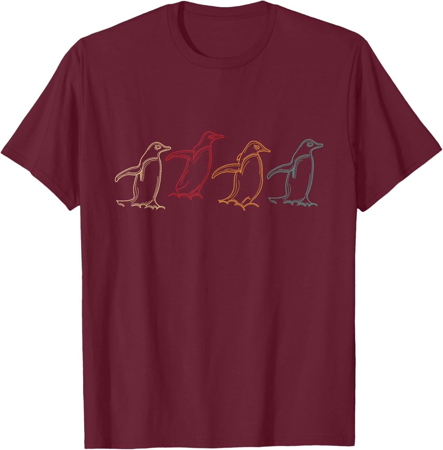 Antartica Animal Penguin T-Shirt - T-Shirt | Maroon