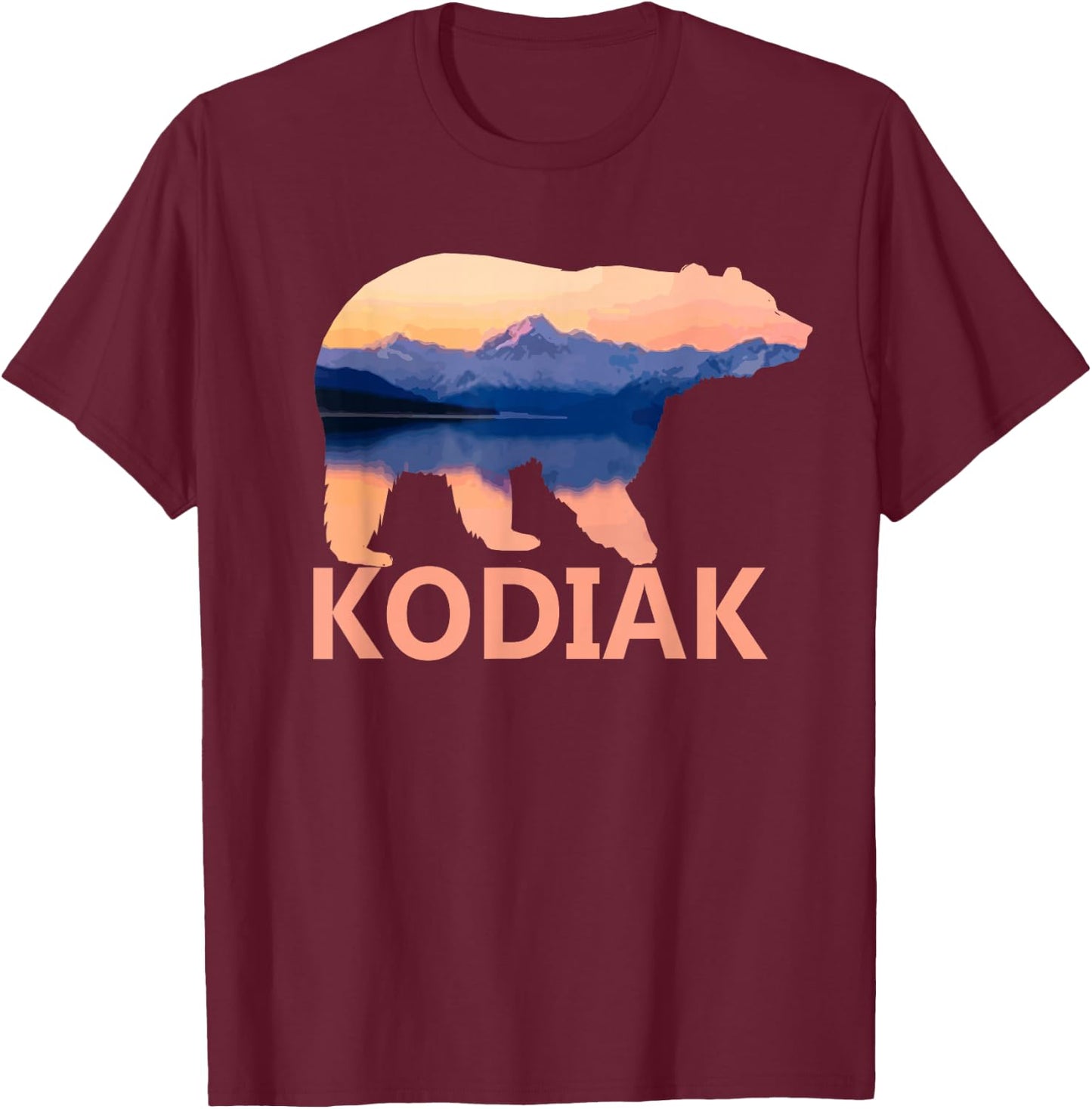 Kodiak Alaska Bear Nature Camping Outdoor Souvenir Gift T-Shirt - T-Shirt | Maroon