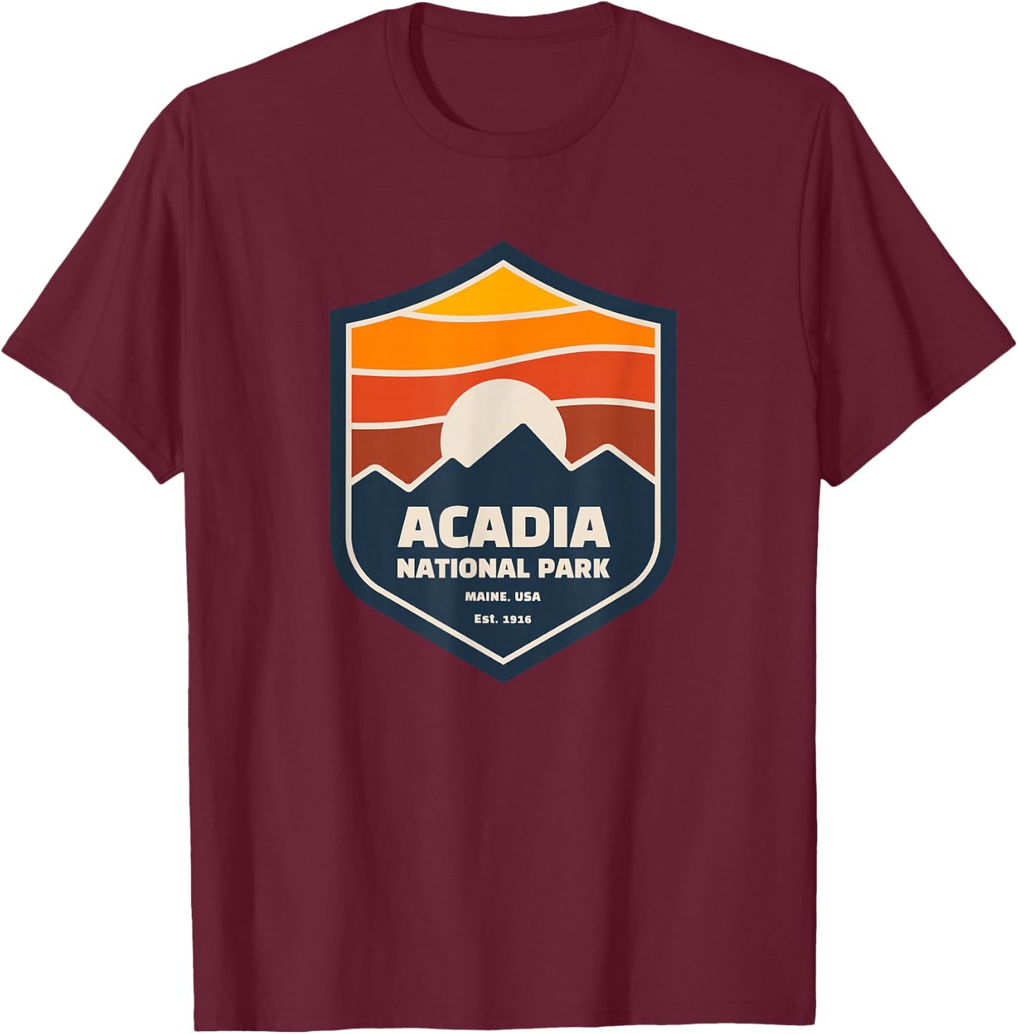 Family Vacation Gift - Retro Acadia National Park T-Shirt - T-Shirt | Maroon
