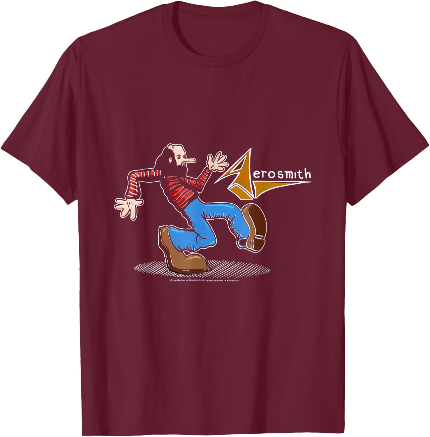 Aerosmith - Walk This Way Comic T-Shirt - T-Shirt | Maroon